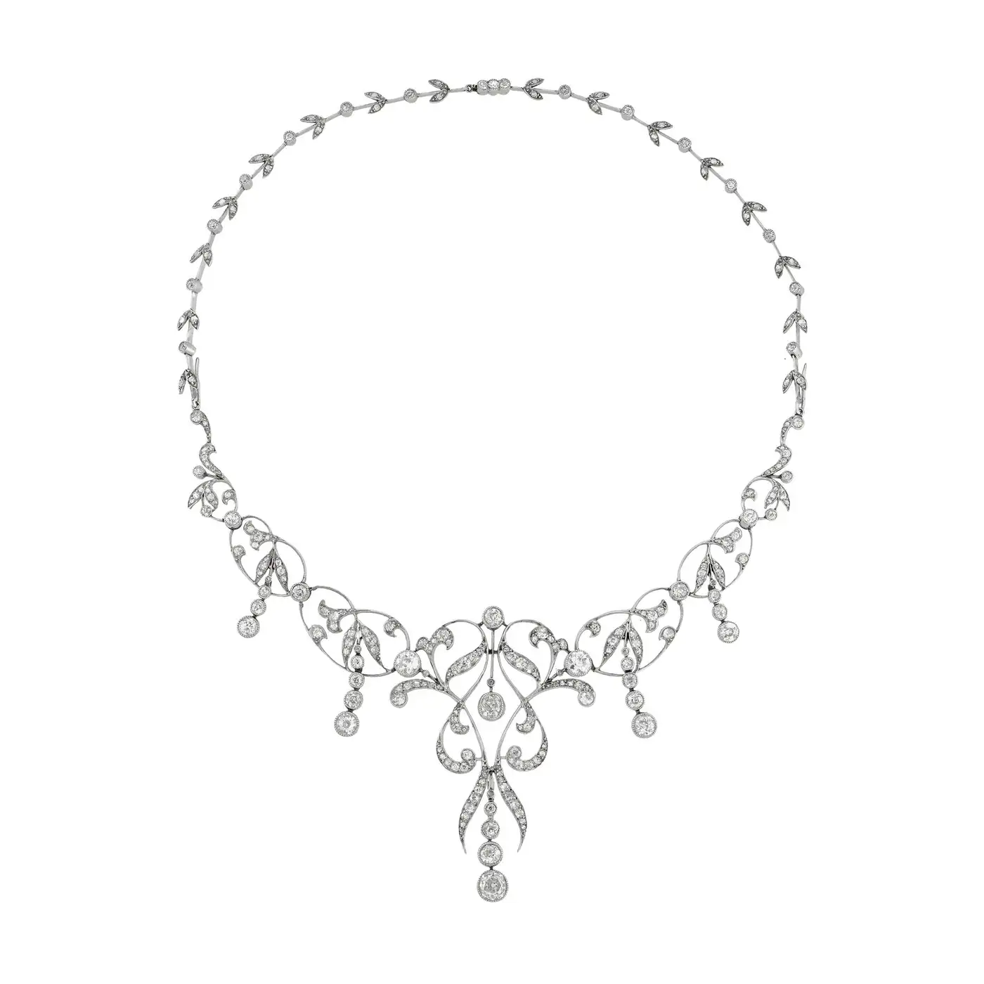 Edwardian Scrollwork Diamond Convertible Tiara Necklace Set – Regal White Gold Tone (15 Carats) - Image 4