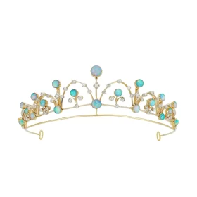 Celestial Opal & Diamond Tiara in 14K Yellow Gold Finish – 25 Carats