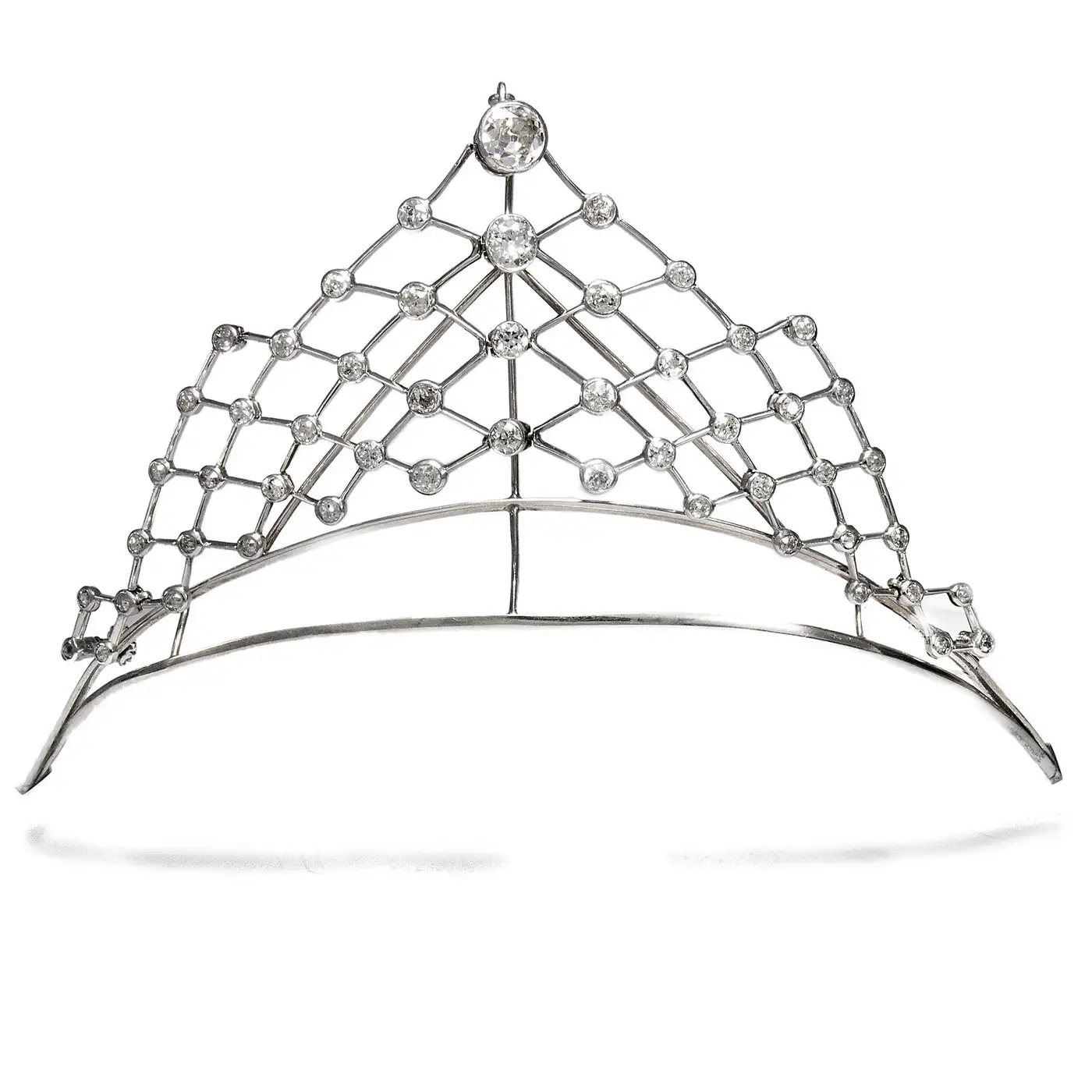 Art Deco Diamond & Aquamarine Lattice Convertible Tiara Necklace Set – 13.70 Carats