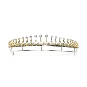 Geometric Victorian Diamond Convertible Tiara Necklace Set (12 Carats)