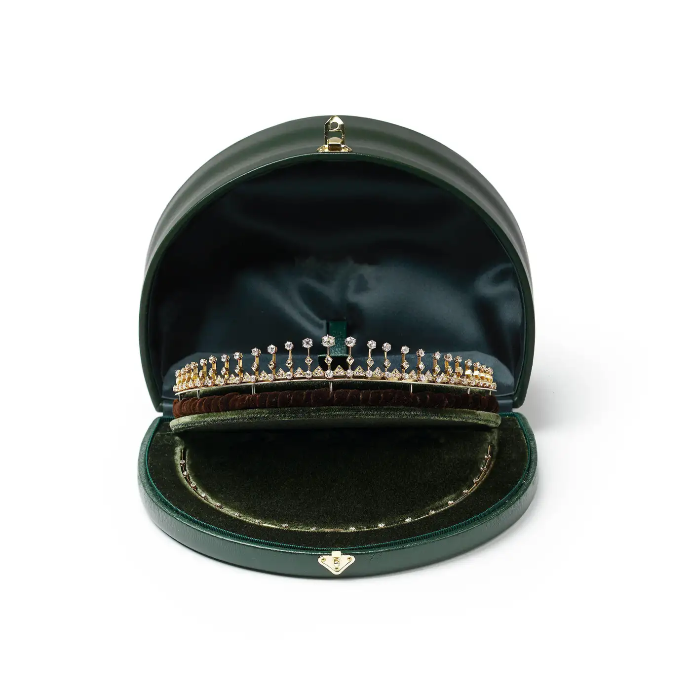 Geometric Victorian Diamond Convertible Tiara Necklace Set (12 Carats) - Image 2