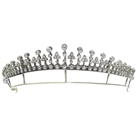 Art Deco Diamond Cluster Tiara Necklace Set (16 Carats)