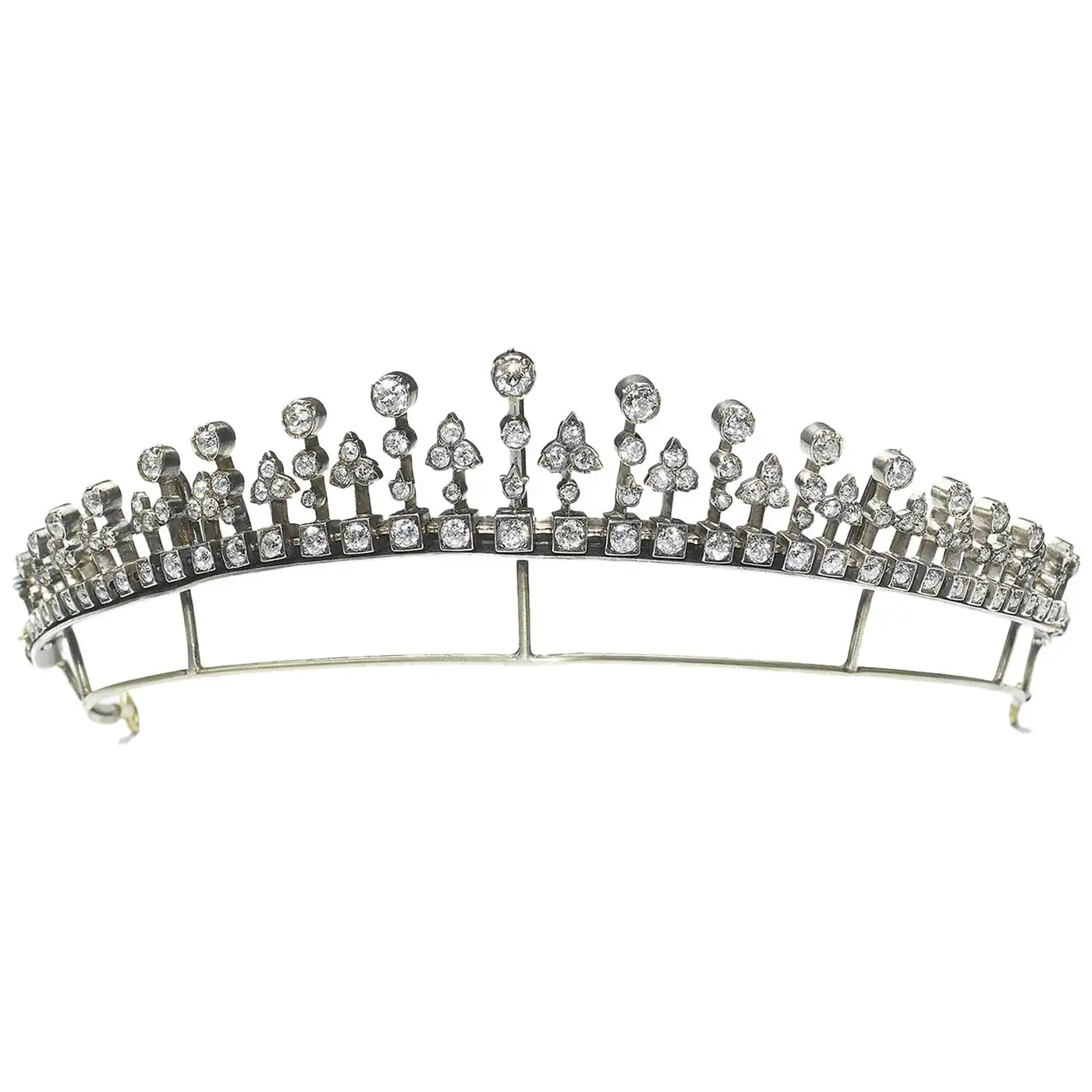 Art Deco Diamond Cluster Tiara Necklace Set (16 Carats)