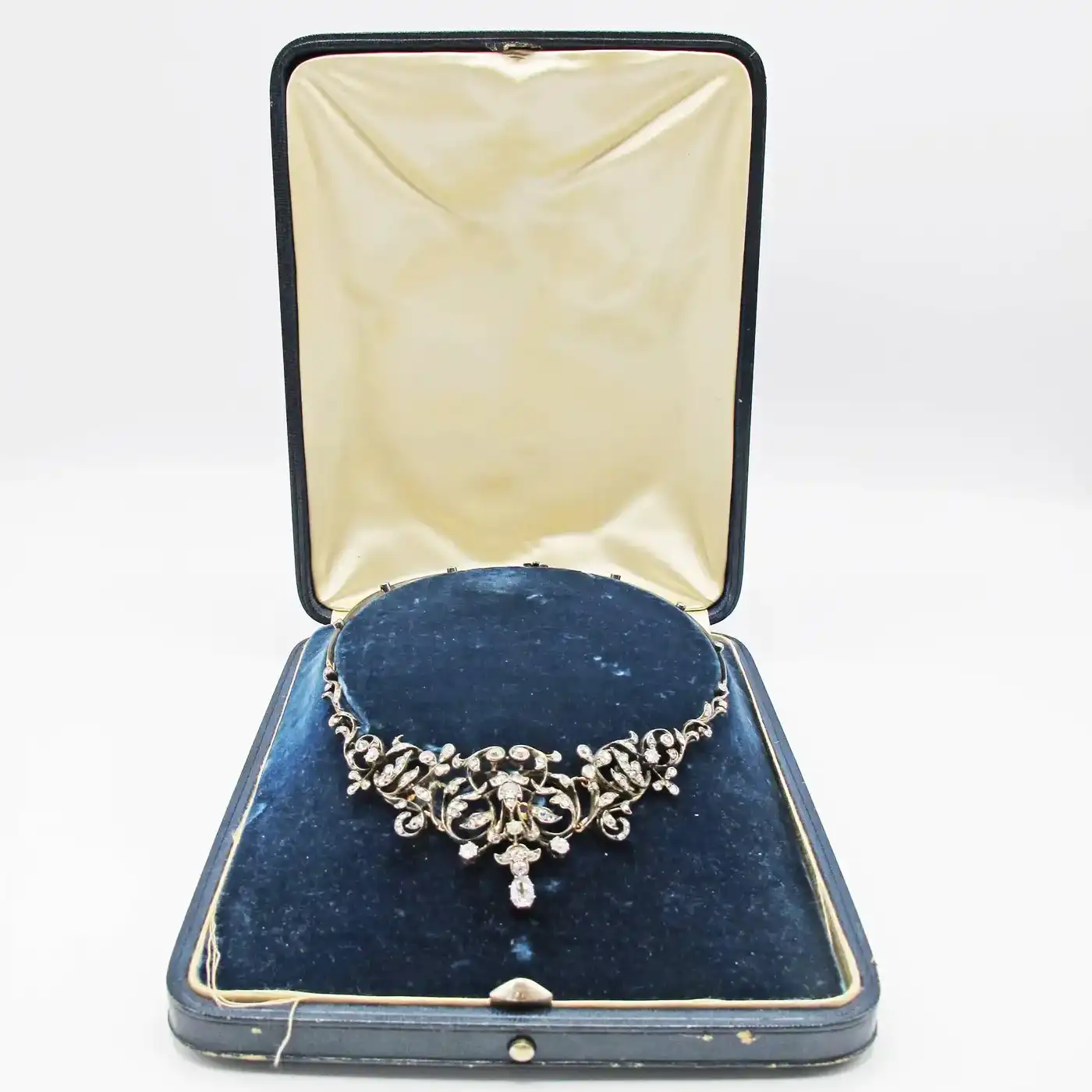 Antique Victorian Diamond Fleur-de-Lis Crown Tiara Necklace Set (14 Carats) - Image 3