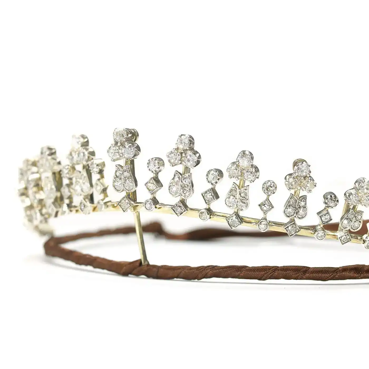 Victorian Diamond Floral Tiara Necklace Set with Ribbon (16.90 Carat) - Image 2