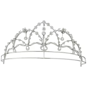 Garland Motif Pearl & Diamond Crown Tiara Necklace Set (8.50 Carats)