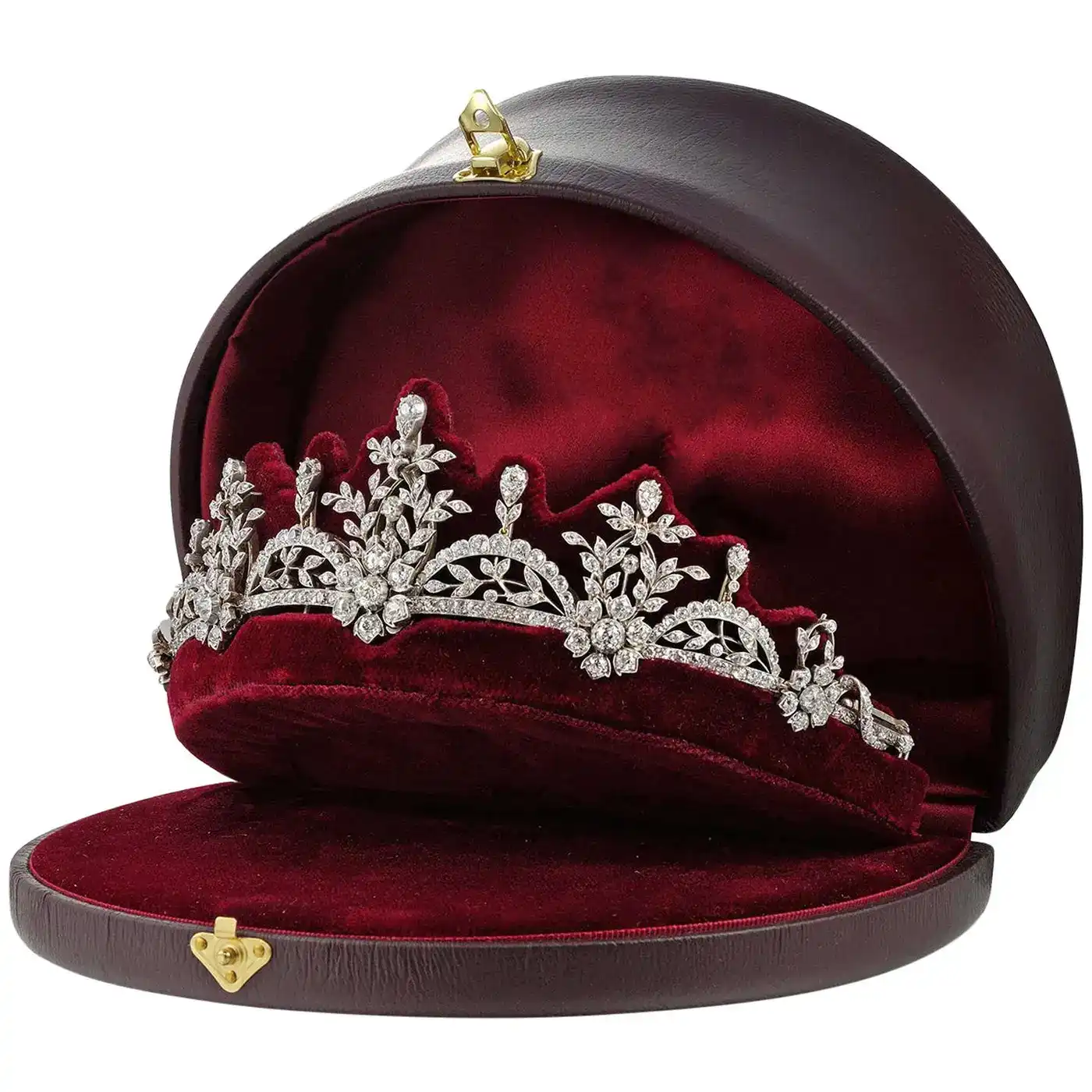 Floral Garland Natural Diamond Tiara Necklace Set (18.50 Carats) - Image 7