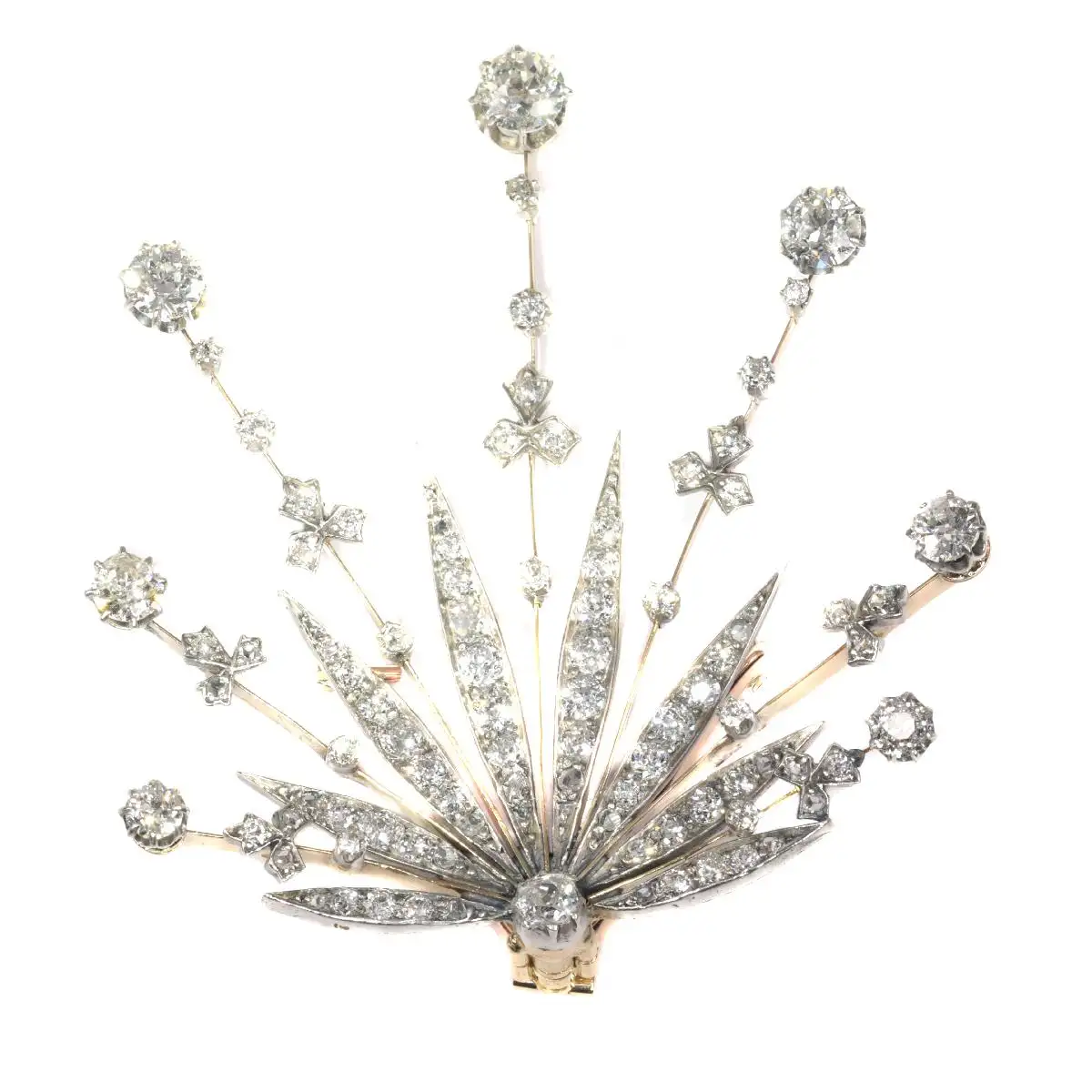 Victorian Diamond Starburst Aigrette Headband Tiara Necklace Set (6.75 Carats) - Image 4