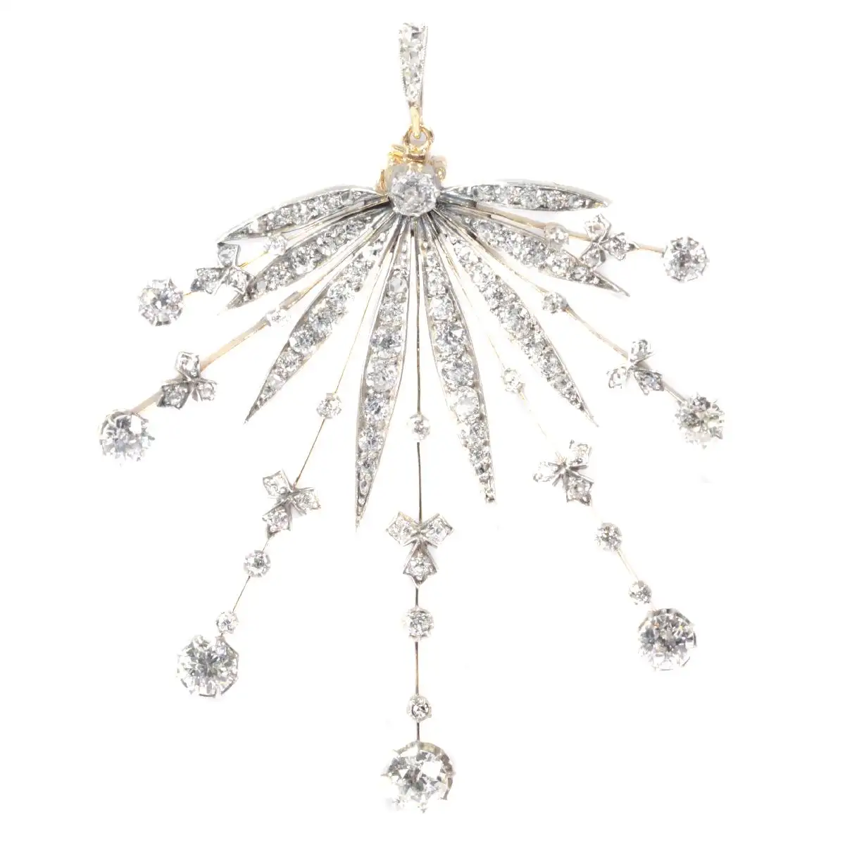 Victorian Diamond Starburst Aigrette Headband Tiara Necklace Set (6.75 Carats) - Image 6