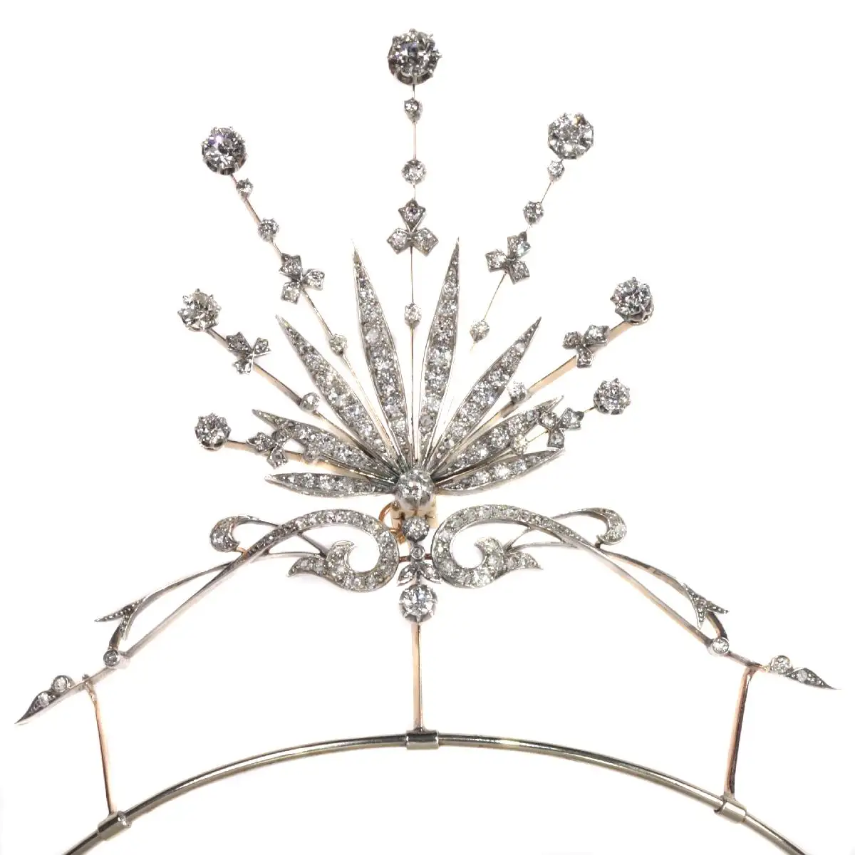 Victorian Diamond Starburst Aigrette Headband Tiara Necklace Set (6.75 Carats) - Image 8