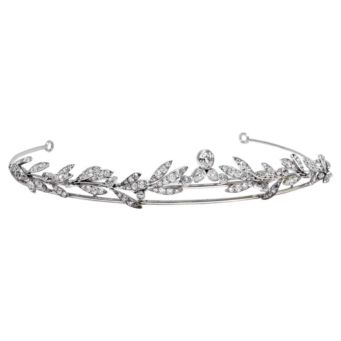 Diamond Laurel Wreath Headband Tiara Necklace Set (16.02 Carats)