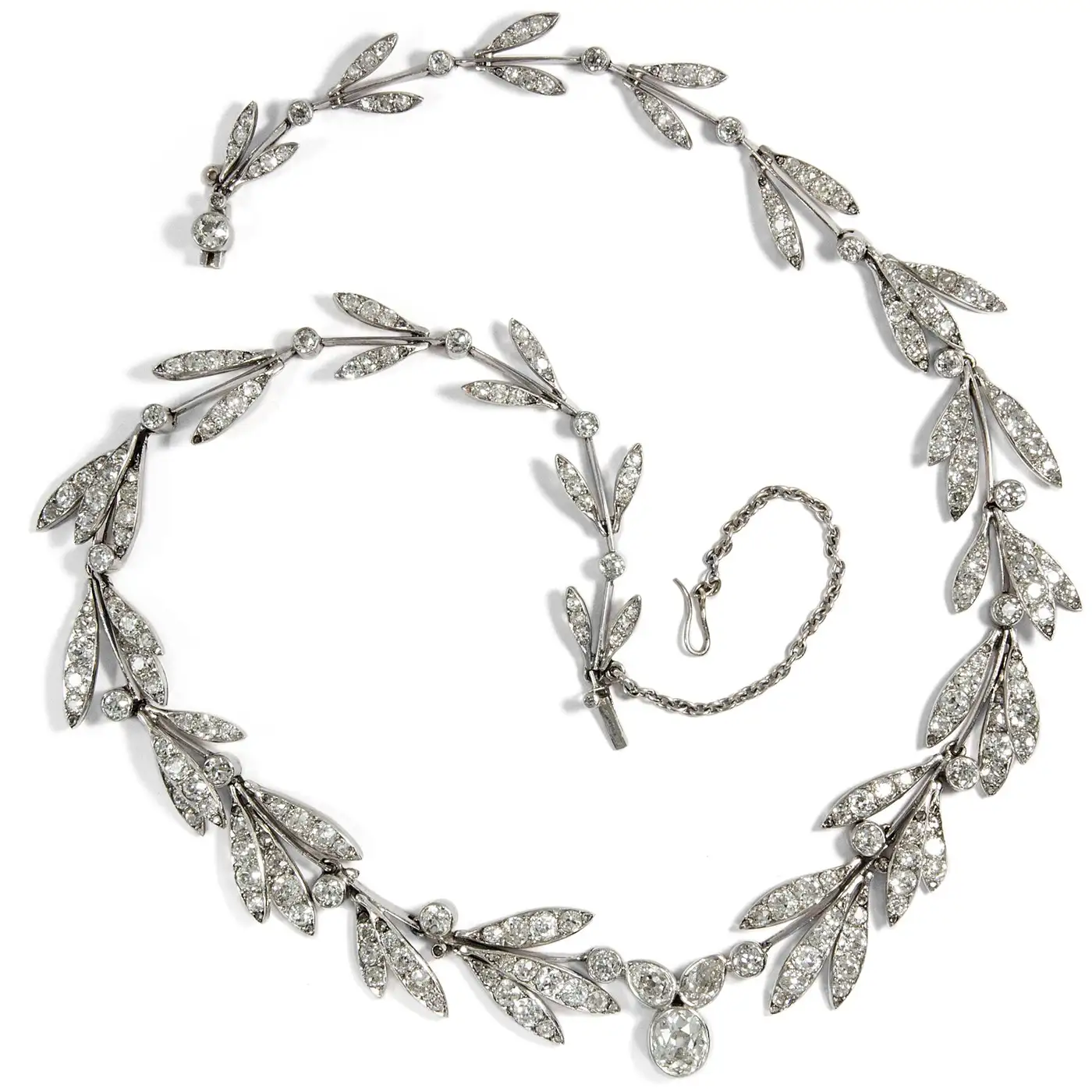 Diamond Laurel Wreath Headband Tiara Necklace Set (16.02 Carats) - Image 4