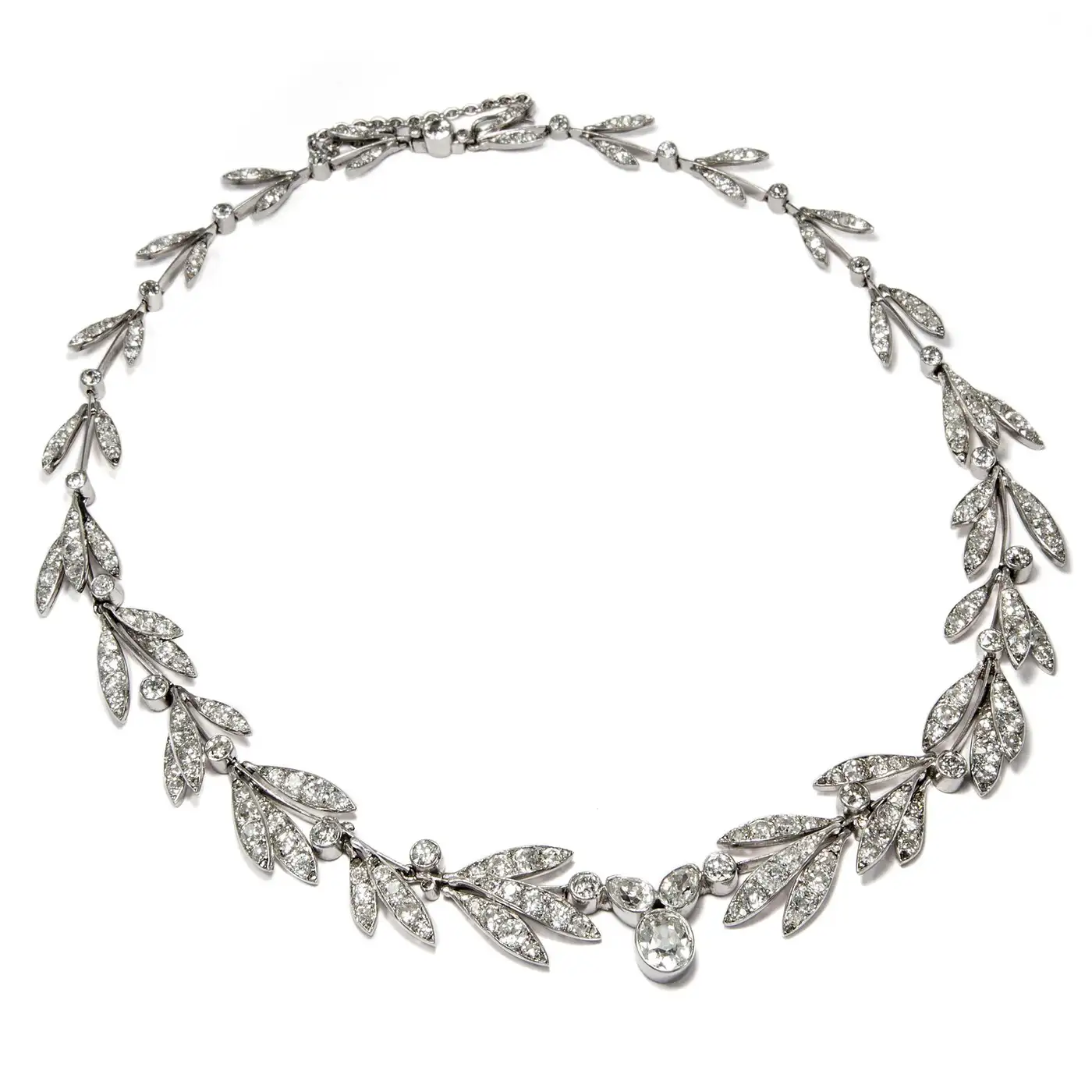 Diamond Laurel Wreath Headband Tiara Necklace Set (16.02 Carats) - Image 8