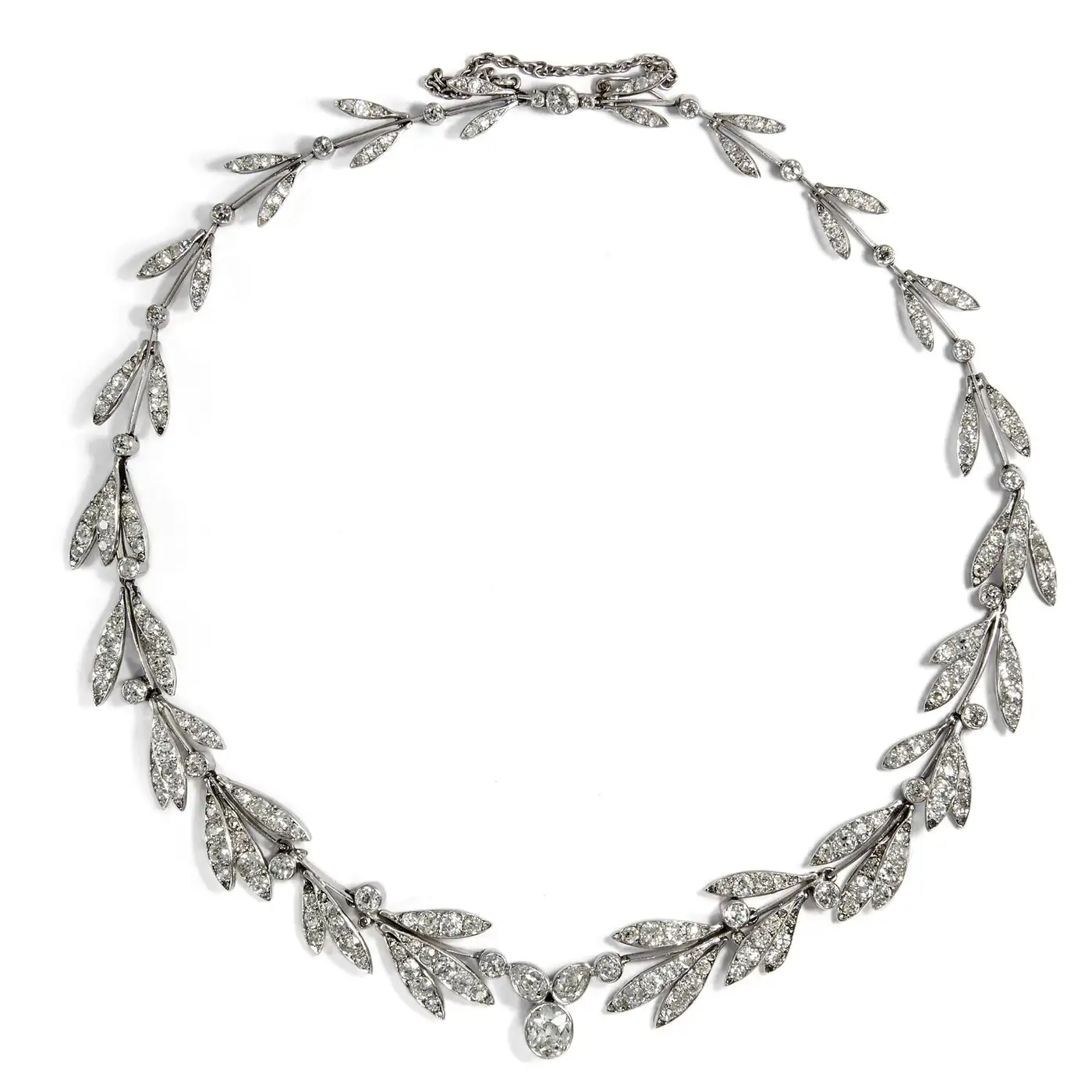 Diamond Laurel Wreath Headband Tiara Necklace Set (16.02 Carats) - Image 9
